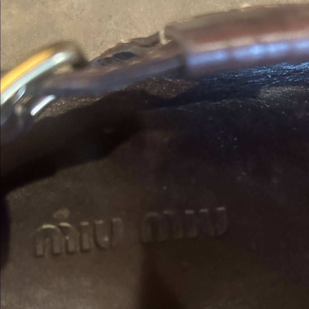 Miu Miu Classic Dark Brown Leather Slingback Sandals - Picture 2 of 9